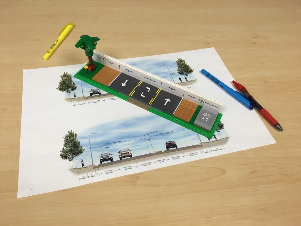 Lego road section by Chris Harris (Design and Visualization Coordinator at Bolton & Menk) while working at KLJ