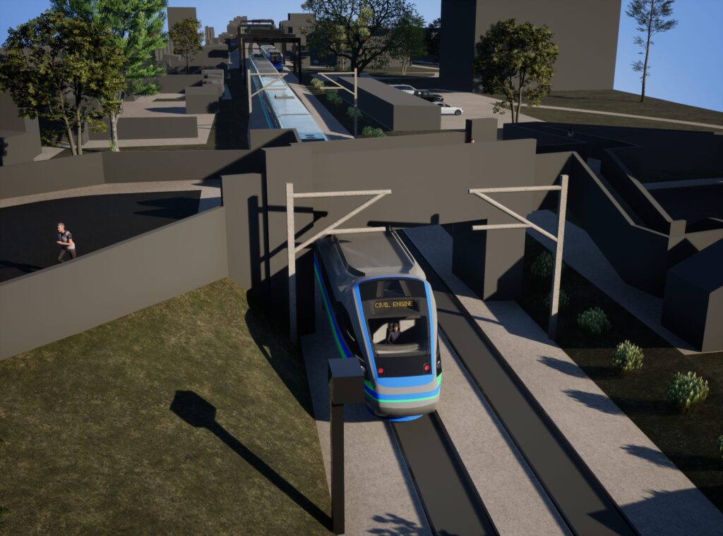 Civil Engine rendering of AccuCities 3D rail infrastructure model